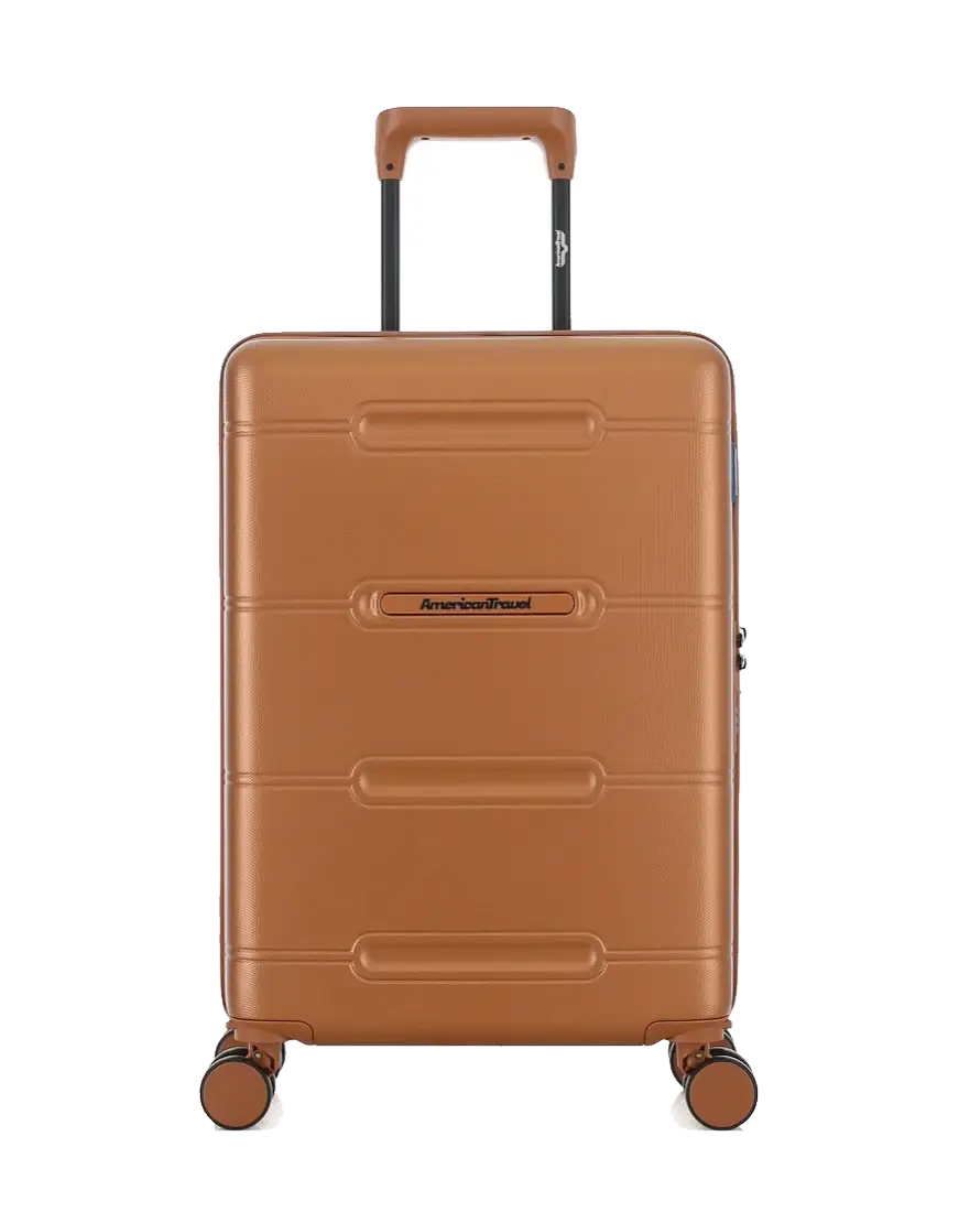 Valise Cabine S 4 roues doubles Cleveland brun clair - 40,5x60x20 cm