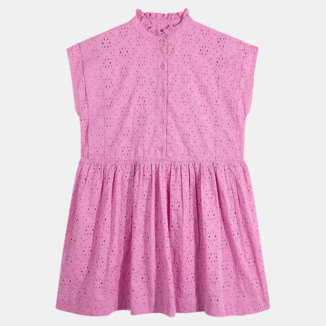 Robe en Coton Bio Lady à broderie rose