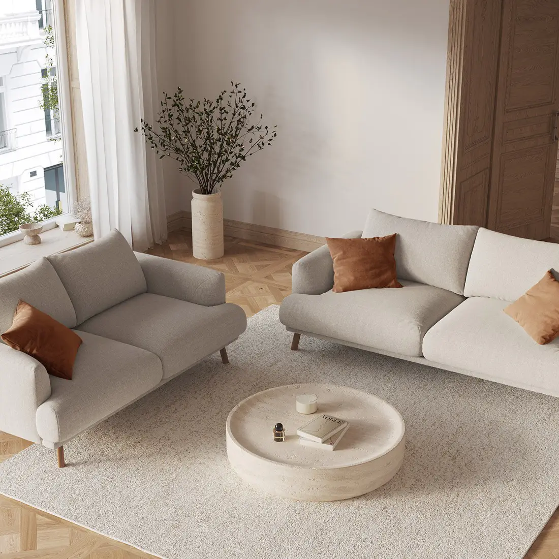 Canapé Margot 2 Places beige - 170x95x75 cm