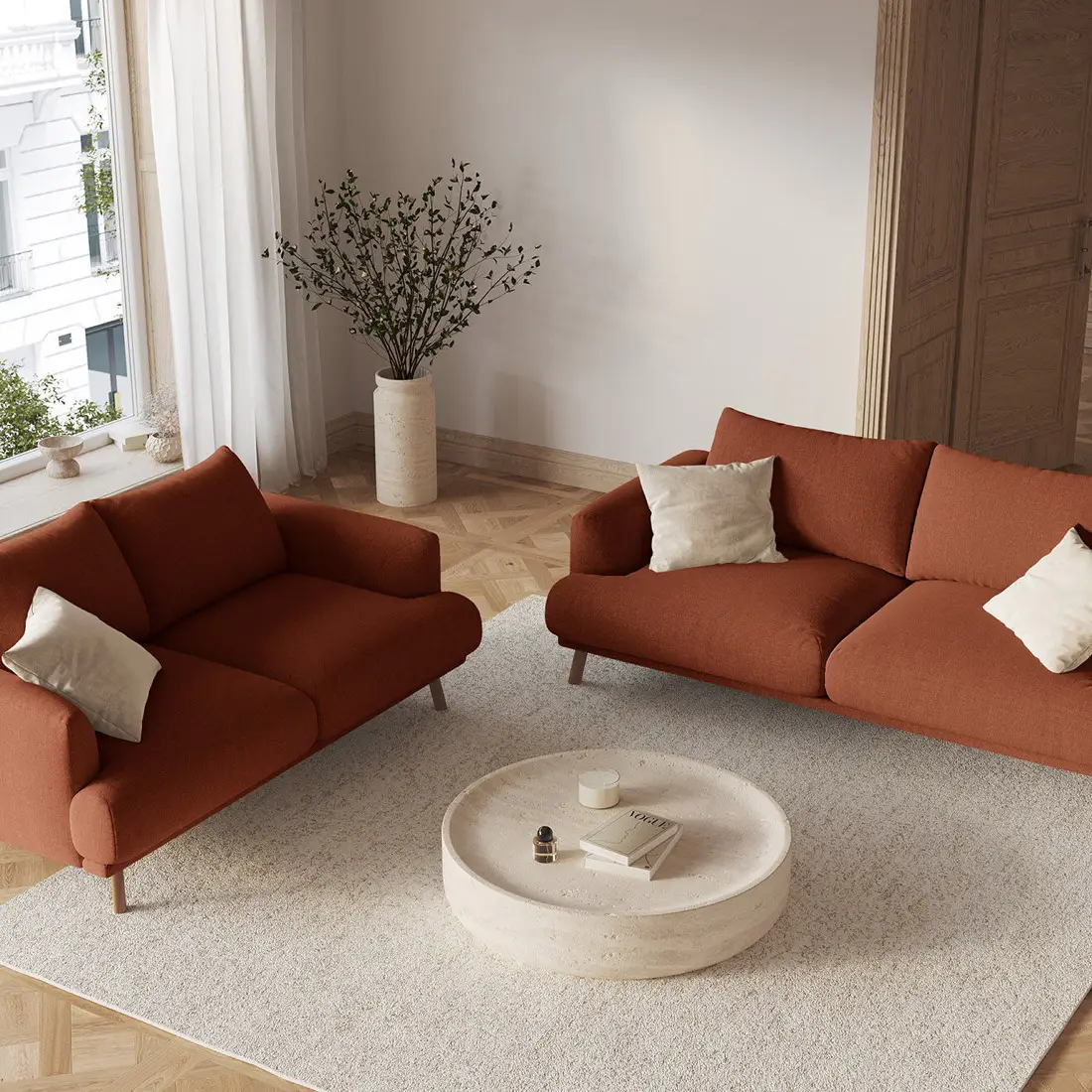 Canapé Margot 2 Places brique - 170x95x75 cm