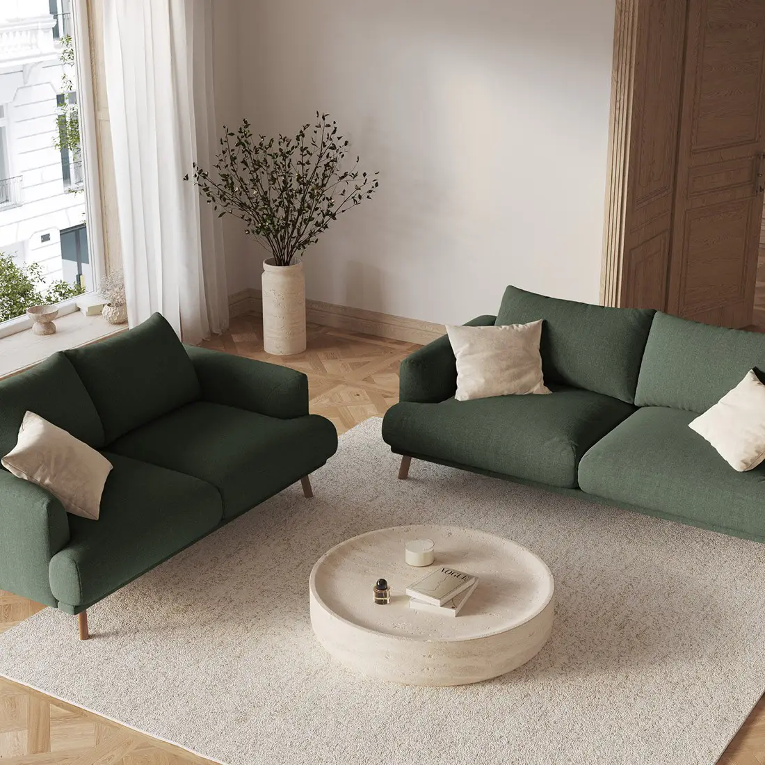 Canapé Margot 2 Places vert mousse - 170x95x75 cm