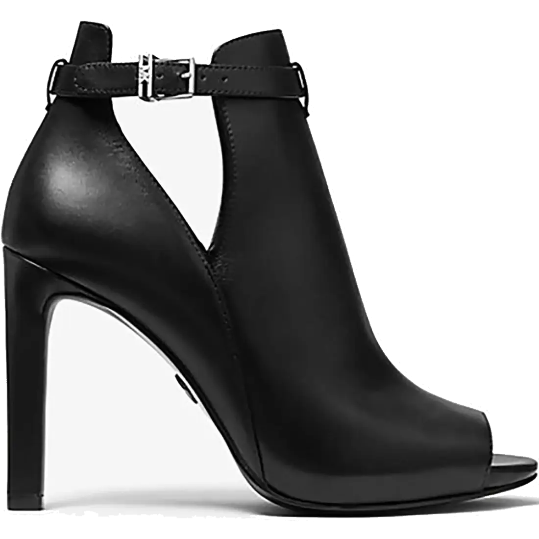 Bottines en Cuir à bout ouvert Lawson noires - Talon 8.9 cm